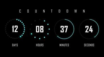 Countdown-Website Vektor flache Vorlage Kreis Uhr Timer Hintergrund. Countdown-Timer. Uhrzähler.