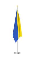 Flagge der Ukraine am Fahnenmast aus Stahl. ukrainische Flagge isoliert auf weißem Hintergrund. vektor