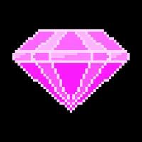 lila Diamant-Pixel-Symbol. Elite-Kristallschatz mit kostbaren Facetten mit schimmernden, teuren Glitzersymbolen, Luxus und Gaming-Vektordesign vektor