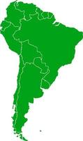 grün gefärbte Südamerika-Übersichtskarte. politische südamerikanische karte. Vektor-Illustration vektor