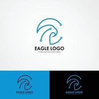 abstrak eagle terbang logotyp, ruang negatif kepala elang terbang logotyp vektor