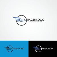 abstrak eagle terbang logotyp, ruang negatif kepala elang terbang logotyp vektor