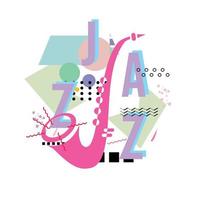Flache Vektorillustration des rosa Saxophons, klassische Musik, Jazzmusik, Design für Tapete oder Hintergrund