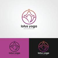 Yoga-Logo-Lagerdesign. menschliche Meditation in Lotusblumen-Vektorillustration in lila Farbe vektor