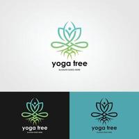 yoga logotyp lager design. mänsklig meditation i lotusblomma vektorillustration i lila färg vektor