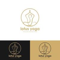 yoga logotyp lager design. mänsklig meditation i lotusblomma vektorillustration i lila färg vektor