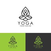 abstrakt geometrisk logotyp linjär ikon yoga person balans vektor