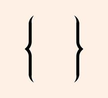 lockiga hängslen skiljetecken svart ikon. vintage parentes symbol figur för att skriva eller typografi. prydnad och vektor eps isolerade designelement koncept för meddelanden och citat