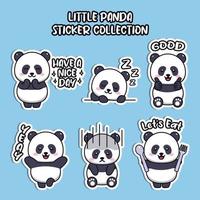 satz von social media emoji niedlicher kleiner panda aufkleber sammlung tier emoticon vektor