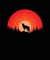 wolf bakgrundsdesign och wolf tee shirt design vektor