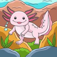 axolotl tecknad färgad djurillustration vektor