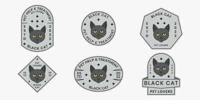 husdjur badge linje logotyp design set för djuraffär, uppsättning husdjur logotyp vektor illustration design isolerade