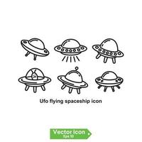 ufo flygande rymdskepp ikon vektor