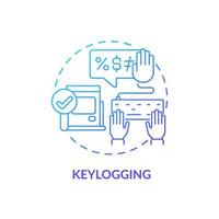 Keylogging-Symbol für blaues Farbverlaufskonzept. Protokollierung von Tastenanschlägen. Admin-Zugriff auf Arbeitssoftware. Mitarbeiterüberwachung abstrakte Idee dünne Linie Illustration. Vektor isolierte Umrissfarbe Zeichnung