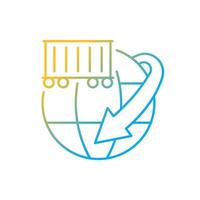 Lineares Vektorsymbol für die weltweite Frachtcontainerschifffahrt. professioneller Service für schwere Frachtlieferungen. dünne Linie Farbsymbol. Piktogramm im modernen Stil. Vektor isoliert Umrisszeichnung