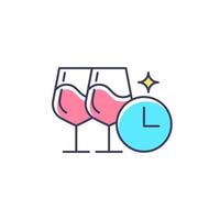 Unternehmen Happy Hour RGB-Farbsymbol. Stärkung der Arbeitsbeziehungen. Wein trinken. Beziehungen zu Kollegen aufbauen. Belohnung für Leistungen. isolierte vektorillustration. einfache gefüllte Strichzeichnung vektor