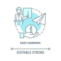 lätt att lära sig blå konceptikon. körskola fördelar abstrakt idé tunn linje illustration. få färdigheter och kunskaper. autoridkurs. vektor isolerade kontur färgritning. redigerbar linje