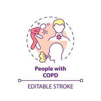 Menschen mit Copd-Konzept-Symbol. Rehabilitation von Atemwegserkrankungen abstrakte Idee dünne Linie Illustration. chronisch obstruktive Lungenerkrankung. Vektor isolierte Umrissfarbe Zeichnung. editierbarer Strich