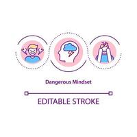 Symbol für das Konzept der gefährlichen Denkweise. negativer Geisteszustand abstrakte Idee dünne Linie Illustration. Selbstunsicherheit und Zweifel. Angst und Wut. Vektor isolierte Umrissfarbe Zeichnung. editierbarer Strich