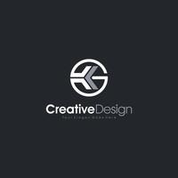 abstrakt bokstav kg logotyp design. kreativ, premium minimal emblem designmall. grafisk alfabetsymbol för företagets företagsidentitet. initial kg vektorelement kreativ design vektor