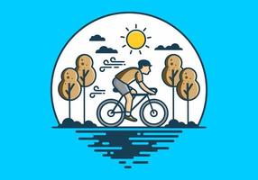 rida en cykel platt illustration vektor