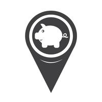 Map Pointer Piggy Bank-ikonen vektor