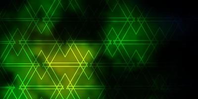 mörkblå, grön vektorbakgrund med linjer, trianglar. vektor