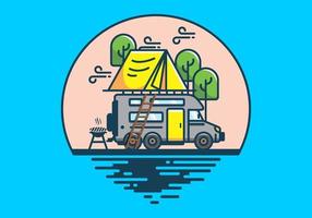 tak bil camping platt illustration vektor