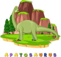dinosaurieordkort för apatosaurus vektor