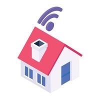 Wifi-Wohngebäude, isometrische Ikone des Smart Home vektor