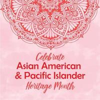 fira den asiatiska amerikanska Stillahavsöns arvsmånad. pastell rosa akvarell texturerad vektor akvarell bakgrund, rund mandala tradition östlig prydnad. aapi heritage månad kvadratisk mall.