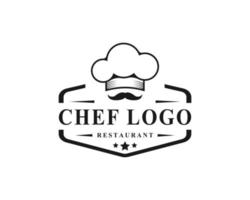 vintage retro label emblem koch und restaurant mit einer kappe einfache logo design inspiration vektor