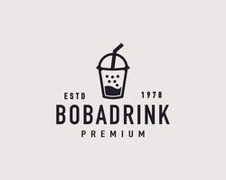 vintage retro bubbla drink boba hipster logotyp design inspiration vektor