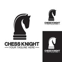 Schwarzes Schach Ritter Pferd Silhouette Logo Design Vektor Vorlage