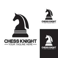 Schwarzes Schach Ritter Pferd Silhouette Logo Design Vektor Vorlage