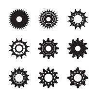 Zahnradsymbol-Vektorsatz. Sammlung von Uhrwerk-Illustrationszeichen. Mechanik-Symbol.