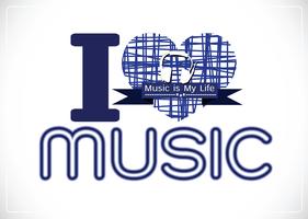 ich liebe Musik und Musik ist meine Lebenwort-Schriftartart mit Zeichenideenentwurf vektor