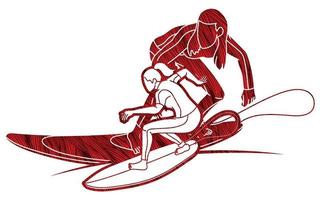 surfare surfa sport grafisk vektor