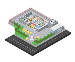 isometrische artillustration einer verpackungs- und versandfabrik vektor