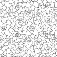 Sukkulenten Vektor nahtlose Muster und Hintergrund. hand gezeichnete wüstenblumenillustration im gekritzelstil. Silhouette Sukkulenten mit schwarzem Umriss. für Druck und Design