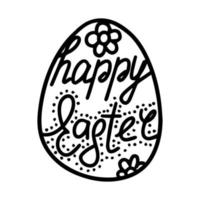 Osterei im Doodle-Stil. Frohe Ostern Hand gezeichnet isoliert auf weißem Hintergrund. Skizzieren Sie Eier für Karten, Logos, Feiertage. Vektor-Illustration. vektor