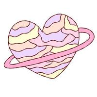 söt pastell rosa hjärta planet i rymden. doodle på en isolerad bakgrund. tryck, banderoll, broschyr. vektor