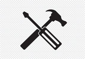 Werkzeug- und Hammer-Symbol vektor