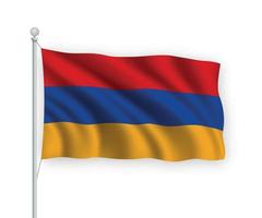 3D viftande flagga Armenien isolerad på vit bakgrund. vektor