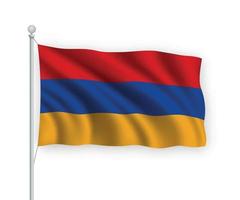 3D-wehende Flagge Armenien isoliert auf weißem Hintergrund. vektor