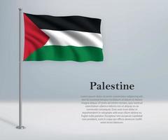 schwenkende Flagge Palästinas am Fahnenmast. Vorlage für die Unabhängigkeit vektor