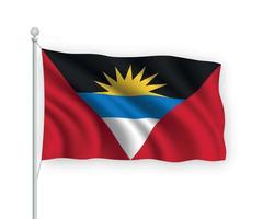 3D-Antigua und Barbuda wehende Flagge isoliert auf weißem Hintergrund. vektor