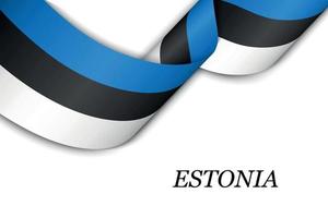 schwenkendes band oder banner mit estnischer flagge vektor