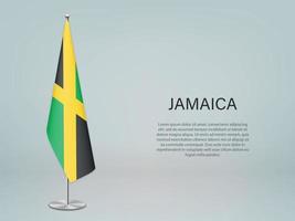 Jamaika hängende Flagge auf dem Ständer. Vorlage für Konferenzbanner vektor