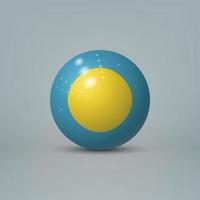 3D realistische glänzende Plastikkugel oder Kugel mit Flagge von Palau vektor